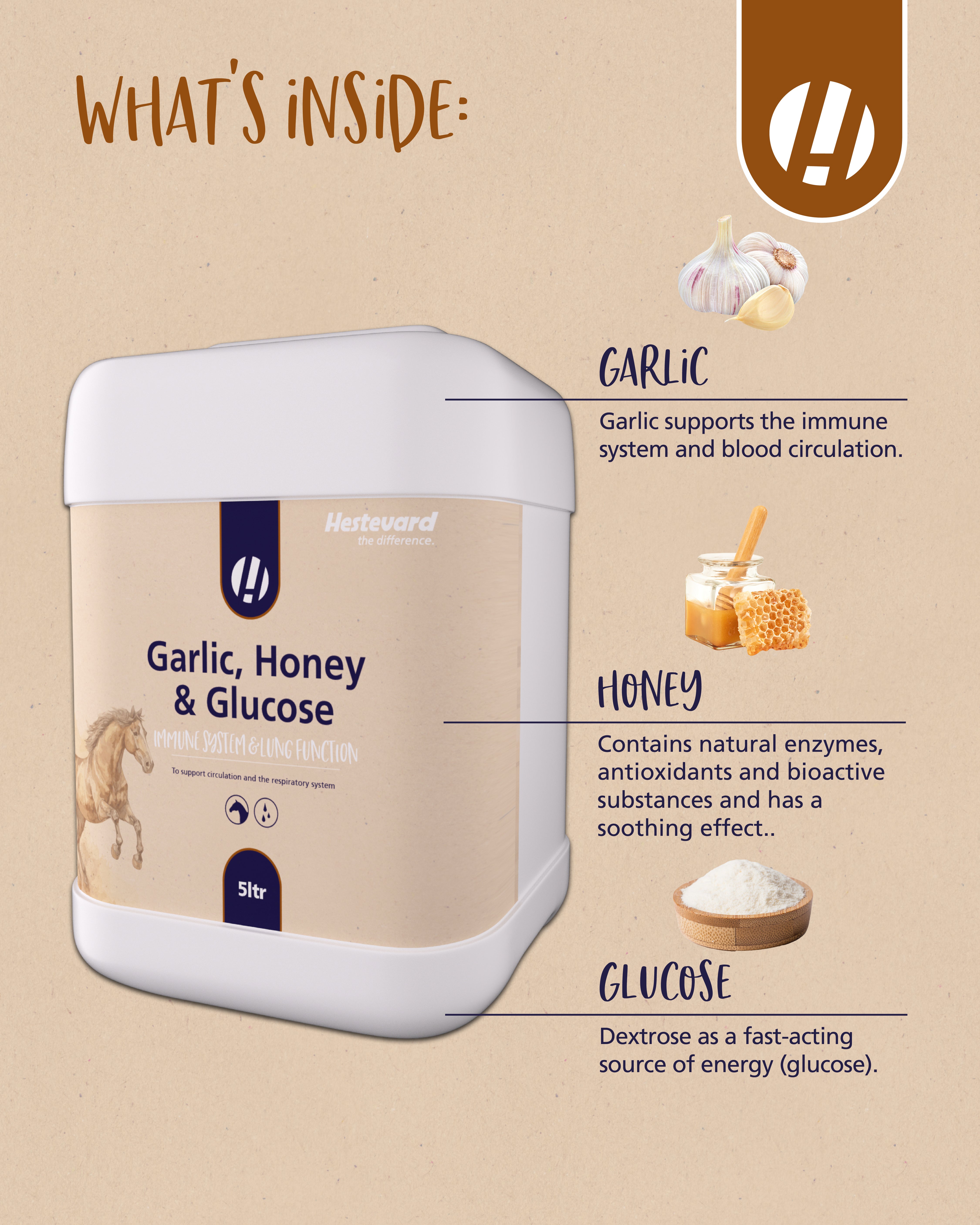 Hestevard Garlic, Honey & Glucose